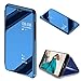 Price comparison product image MOIKY Luxury Mirror Smart Clear View Flip Case for Huawei Honor 10, Translucent Plating PU Leather and Inner Hard PC Cover Ultra Slim Protective with Stand Function Case for Huawei Honor 10 - Blue
