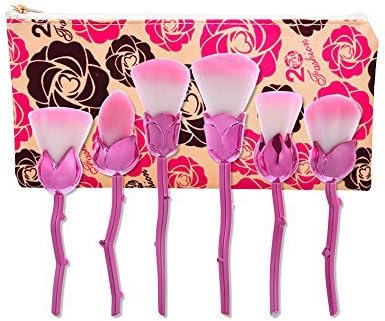 Vanity Makeup Brushes MINPE Real Techniques Professional 6 Pcs Makeup Brushes Powder Eyeshadow Eyebrow Eyeliner Blush Cosmetic Concealer Brushes Set With Pouch- (Rose)