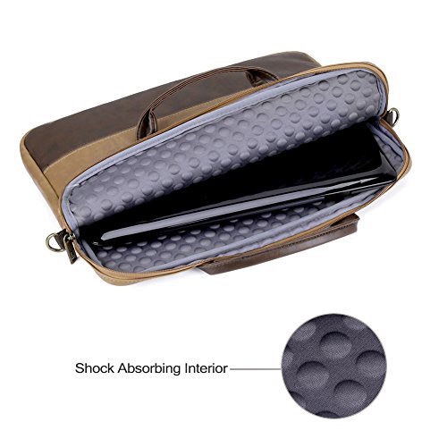 Laptoptasche 15.6 | Evecase Premium Doppelfarbige Umhängetasche mit Gepolstert Laptopfach, Fronttasche, Zubehörfach für Laptop in 15,6 Zoll – Fuchs Braun - 4