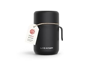LARS NYSØM Barattolo Termico in Acciaio Inox - Contenitore Pranzo Ermetico per Alimenti Caldi e Freddi, Thermos Bocca Larga per Zuppe, Lavoro e Viaggio (Carbon Black, 500ml)