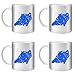 Produktbild STUFF4 Tee/Kaffee Becher 350ml/4 Pack Blue/Schablone Kunst/Motorrad/Ecke/Weißkeramik/ST10