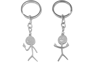 VZUHSW Porte-clés Smiley Langue des Signes Figurine Drôle de Visage Mignon Stickman avec Doigt Tendance Sac Clé de Voiture Pendentif Cadeau de Couple Mignon