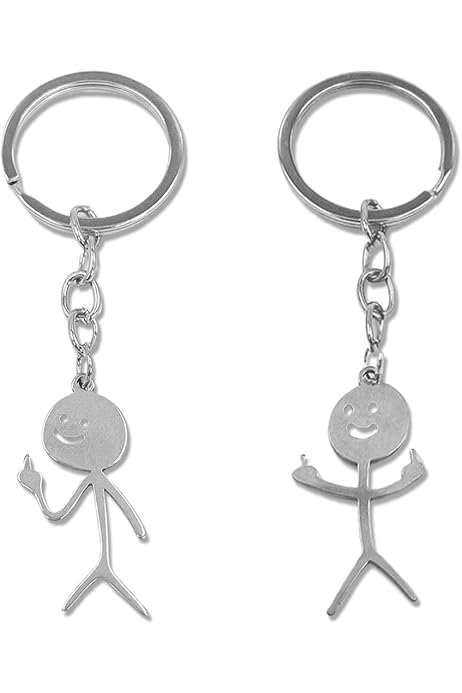 KSIUW 2PCS Drôle Smiley Figurine De Visage Langue Des Signes Porte-clés