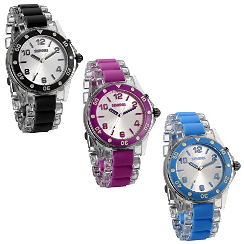 JewelryWe 3pcs Damen Frauen Armbanduhr, Einfach Coole Charm Analog Quarz Uhr Stoppuhr mit Silber Digital Zifferblatt, Transparent Blau Schwarz Lila JewelryWe 3pcs Damen Frauen Armbanduhr, Einfach Coole Charm Analog Quarz Uhr Stoppuhr mit Silber Digital Zifferblatt, Transparent Blau Schwarz Lila
