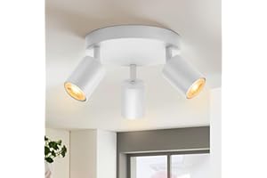 wowatt Ceiling Spotlight Rotatable 3 Way Spot Light GU10 Modern Ceiling Lights Indoor White Round LED Spotlight Ceiling Fitting Adjustable for Kitchen Bedroom Hallway, GU10 Bulb Not Included