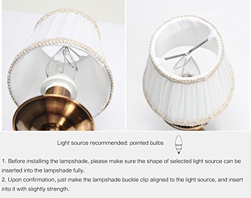 Fuloon 6er Set Lampenschirme für Kerzebirne Hängelampe Stoff Welle Stil Lampenschirm (Weiß) - 5
