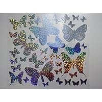 Bügelbild, Motiv: Schmetterlinge, Farbe: silber-regenbogen, heißsiegelfähige Flexfolie