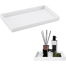 Vassoio Da Bagno In Ceramica Bianca 16x8 Cm - Organizer Per Cosmetici E Accessori - Per Lavandino O Vasca