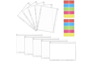 HAOMEEDUO 10 Buste Perforate Trasparenti A4 Perforata in PVC con Cerniera Portafogli A4 Cartelle in Plastica con 11 Fori Buste Trasparenti Perforate in Plastica con Zip per Documenti, con 2 Adesivo