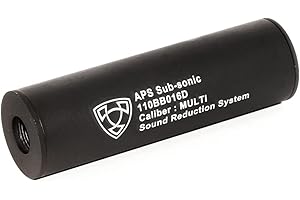 Airsoft Shooter Shop APS 110mm Aluminum Silencer Suppressor Barrel Extension -14mm CCW +14mm CW Black
