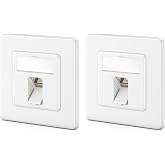 deleyCON CAT7 Network Socket 1 Port 10 Gigabit Recessed, 2 pcs. - White | Ethernet LAN Connector, Patch Connector, Shielded D