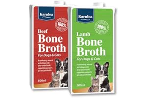 Karnlea Pets Real Bone Broth - 1x Beef, 1x Lamb | 100% Real & Natural Bone Broth for Cats & Dogs | High in Collagen & Protein for Healthy Joints, Gut, Digestion & Sickness Recovery | Up to 20 Servings