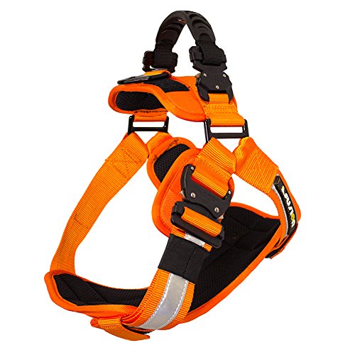 Preisvergleich Produktbild Fusion Petse Trekker Adjustable Hallo-Vis militärische taktische Polizei K9 Ergonomische Reflektor-Streifen Hundegeschirr Jagdschutz Canine große orange