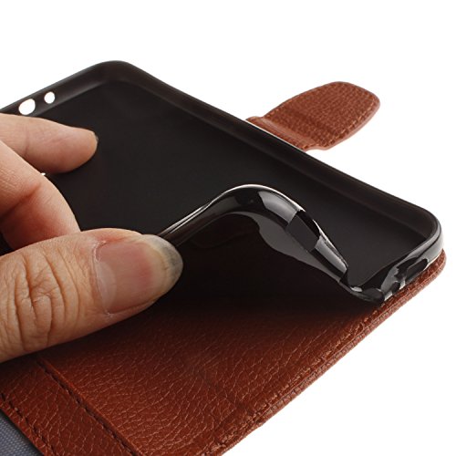 Cozy Hut Motorola Moto G2 Lederhülle,Magnetverschluss Schutzhülle Folio Cover für Motorola Moto G2 Braun Ledertasche im Bookstyle mit Kartenfächer und Standfunktion Hülle Motorola Moto G2 Handy taschen Classic Series Leder Schale [Built-in Card Slots] Brieftasche Etui Schutz Flip Leather Case – Braun - 7