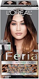 LOreal Paris Feria Brush-On Intense Ombre Effect Hair Color, 040 For Soft Black to Black Hair