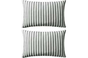 vidaXL 2X Cuscini da Esterno Guanciali Decorativi da Giardino Robusti Resistenti Sedie Divani con Cerniera in Poliestere Stampa a Righe 60x40 cm Grigi