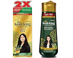 Kesh King Ayurvedic Scalp and Hair Oil, 300ml & Anti Hairfall Shampoo, 340ml Combo