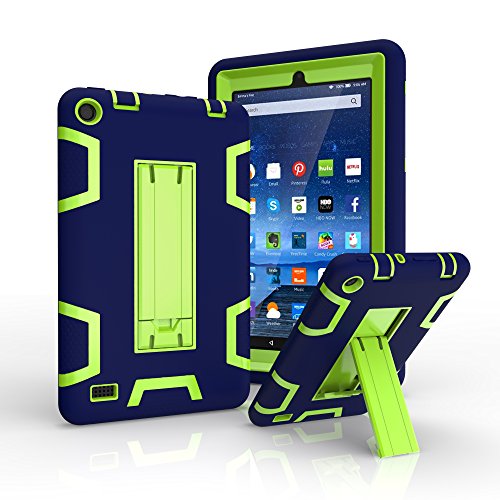 Preisvergleich Produktbild Y&M Fire 7 Tablet-Schutzhülle, Kindle Fire, Navyblue / Green