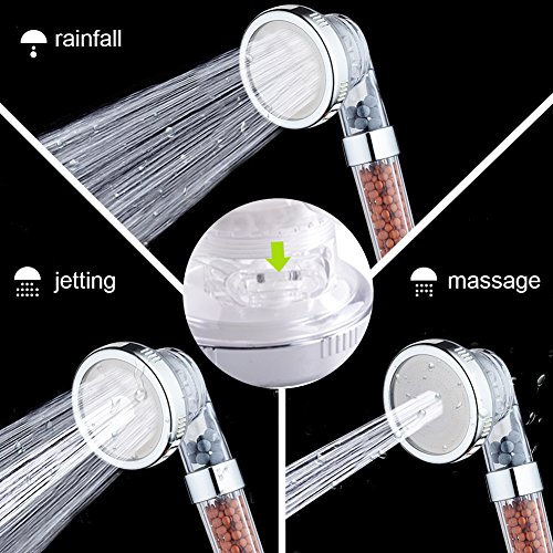 austor Ionic Filter Handbrause, 3-Wege-Spray Hand Dusche Kopf Duschkopf mit extra 3 Pack Ersatz-Ion Mineral Bälle - 2