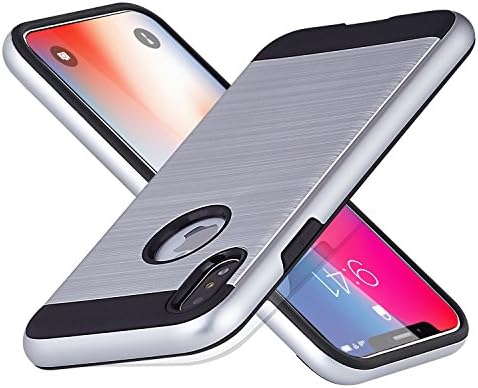 iPhone x Dual Layer Slim Case- Shockproof of Heavy Duty Full Protective Anti-Scratch Resistant Rugged Cover by OYESS (1PACK-Silver)
