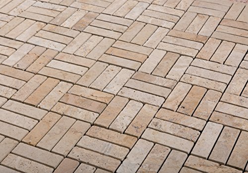 BodenMax® Naturstein Travertin Click Bodenfliesen Set 30 x 30 cm Terrassenfliesen Stone Terrassenplatte Stein Fliese beige Klickfliesen (8 Stück) - 5