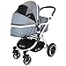 i-Safe System - Grey Trio Travel System Pram & Luxury Stroller 3 in 1 Complete With Car Seat