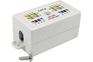 Bluecharge Direct RJ45 Cat6 Inline Punchdown Krone Cable Lead Coupler WHITE