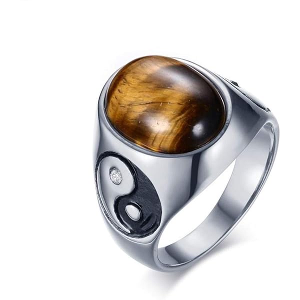 Bague Homme Acier Inoxydable - Modèle Dragon, Tigre, Suzaku, Basalte - Taille Unique - Style Ancien Mythologique