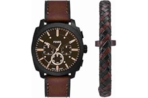 Fossil New Machine Watch pour Homme, 44mm Mouvement chronographe à Quartz avec Bracelet en Acier Inoxydable ou en Cuir