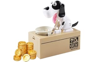 Fivtsme Salvadanaio a Forma di Cagnolino, Salvadanaio Cane Elettronico, Salvadanaio Cane Mangia Soldi, Salvadanaio per Bambini Maialino Regalo di Compleanno