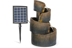 Blumfeldt Mantua Kaskadenbrunnen Solarbrunnen Gartenbrunnen Zierbrunnen,Solarbetrieb,4 Kaskadenstufen,Indoor & Outdoor,Solarpanel: 9 V / 2,8 W / 17,5 x 14 cm,frostbeständig