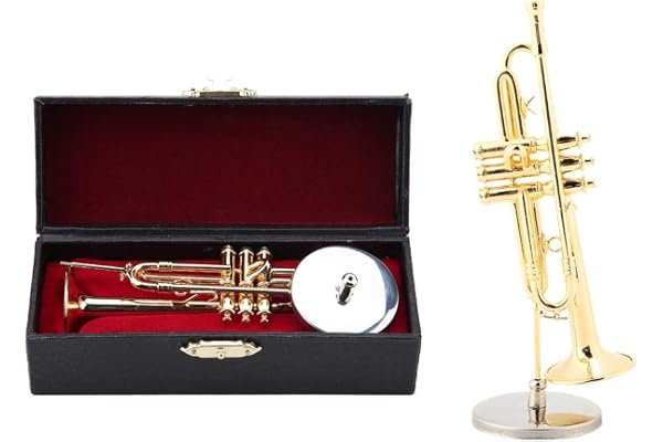 Hztyyier Miniature Trompette Réplique Instrument de Musique Delicated Mini Instrument Plaqué avec Étui Gifts