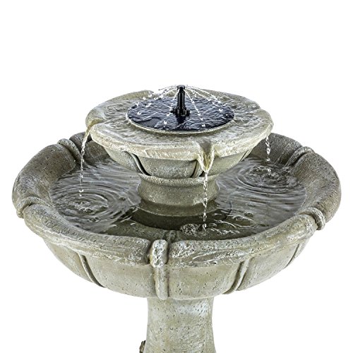 Blumfeldt Adelsbrunn Gartenbrunnen Springbrunnen (Vogeltränke, 1,4 Watt Solarpanel, 3,7 V/2000 mAh Akku, LED-Beleuchtung, Beton-Optik) grau - 4