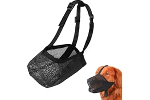 HHBDY Bozal para Perros Negro Bozal para Perros Todo Incluido Malla Máscara Mascota Respirable Bozal Perro Ajustable Bozal Antiladridos para Perros Anti Mordidas Anti Lamer Bozal de Cobertura Total (XL)