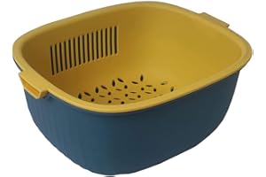 Youka Cestello di Scarico per Scolapasta da Cucina, Set di Ciotole per Scolapasta 2-in-1, Plastica PP Senza BPA Doppio Strato Staccabile per Lavare Verdure e Frutta