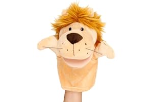 Lion Hand Puppet for Kids, Interactive Farm Animal Soft Plush Finger Puppet Set with Movable Mouths, Educational Storytelling Toys for Early Learning and Pretend Play