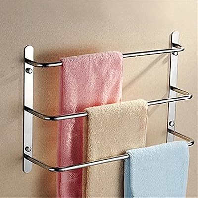 Weare Home Barre porte-serviette 3 barres Support Serviette Acier Inoxydable Contemporain Finition Chrome Fixation Murale longueur: 48CM Miroir-poli Etagère de Salle de bain