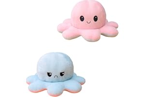 KUNSTIFY 80 cm gigante XXL polpo umore peluche reversibile (80 cm rosa azzurro)