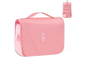 HCFGS Neceser Hombre Mujer, Neceser Maquillaje Bolsa de Aseo Makeup Bag Grande Colgante Impermeable Neceser Viaje, Bolsa de Aseo con Gancho Colgante para Hombre y Mujer Accesorios de Viaje, Rosa, L