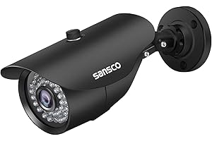SANSCO Super FHD 1080p Security CCTV Bullet Camera for Surveillance System, 1920x 1080 Pixels, Night Vision, 3.6mm Lens Weather and Vandal Proof Casing, Black (Non-WiFi)