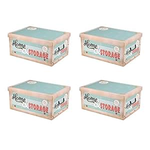 4 x Vintage Home Storage Aufbewahrungsbox Box Karton mit Deckel