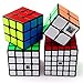 Produktbild 4 Stück Brain Teaser Magic Cubes 2x2 3x3 4x4 5x5 Aufkleber Speed Cubes Geschenk-Set Schwarz
