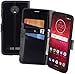 Produktbild Suncase Book-Style Echt Leder Tasche für Motorola Moto Z3 Play Schutzhülle (Slim-Fit) Wallet Case Hülle (mit Standfunktion und Kartenfach - Bruchfester Innenschale) in Schwarz