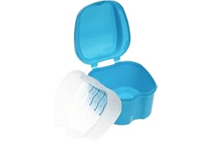 COHEALI Boite Nettoyage Dentier Adulte De Dentier - De Rangement Pour Prothèse Dentaire - De Rangement Pour Fausses Dents Filet Suspendu - Récipient De Trempage Pour Fausses Dents Porte Dentier Bleu