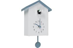 GENERIC Modern Cuckoo Clock with Working Bird Minimalist Chiming Wall Clocks Battery Powered, Delicate Bird House Hanging Watch Decoration Pendulum Clock for Living Room Kitchen Office Wall Art(grey)