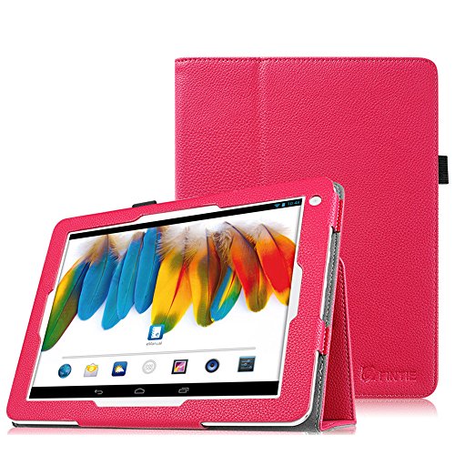 Fintie Odys Iron Hülle Case - Slim Fit Folio Kunstleder Schutzhülle Cover Tasche mit Ständerfunktion und Stylus-Halterung für Odys Iron 24,6 cm (9,7 Zoll) Tablet-PC, Magenta