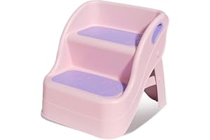 Balakaka Tritthocker Kinder, Kippschutz Lernturm ab 1Jahre, 2-Stufen Hocker Kinder mit Handhaben Klappbar Rutschfester Toilettenhocker Leiter 28cm für Badezimmer, Wohnzimmer, Küche und Toilette