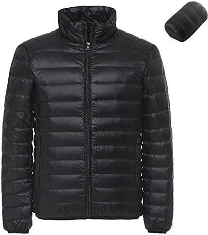 Lightweight Packable Down Jacket For Men Stand Collar Outwear Puffer Down Jacket , black , m