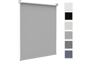 Zarnan Store Enrouleur Occultant sans Perçage, Isolant Thermique pour Fenêtre ou Porte, Facile à Installer, Protéger Votre Vie Privée, pour Chambre,Salon, Salle de Bain,Gris Clair,50l x 150L cm
