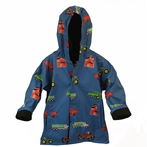Foxfire Big Boys Blue Farm Equipment Print Hooded Raincoat 10